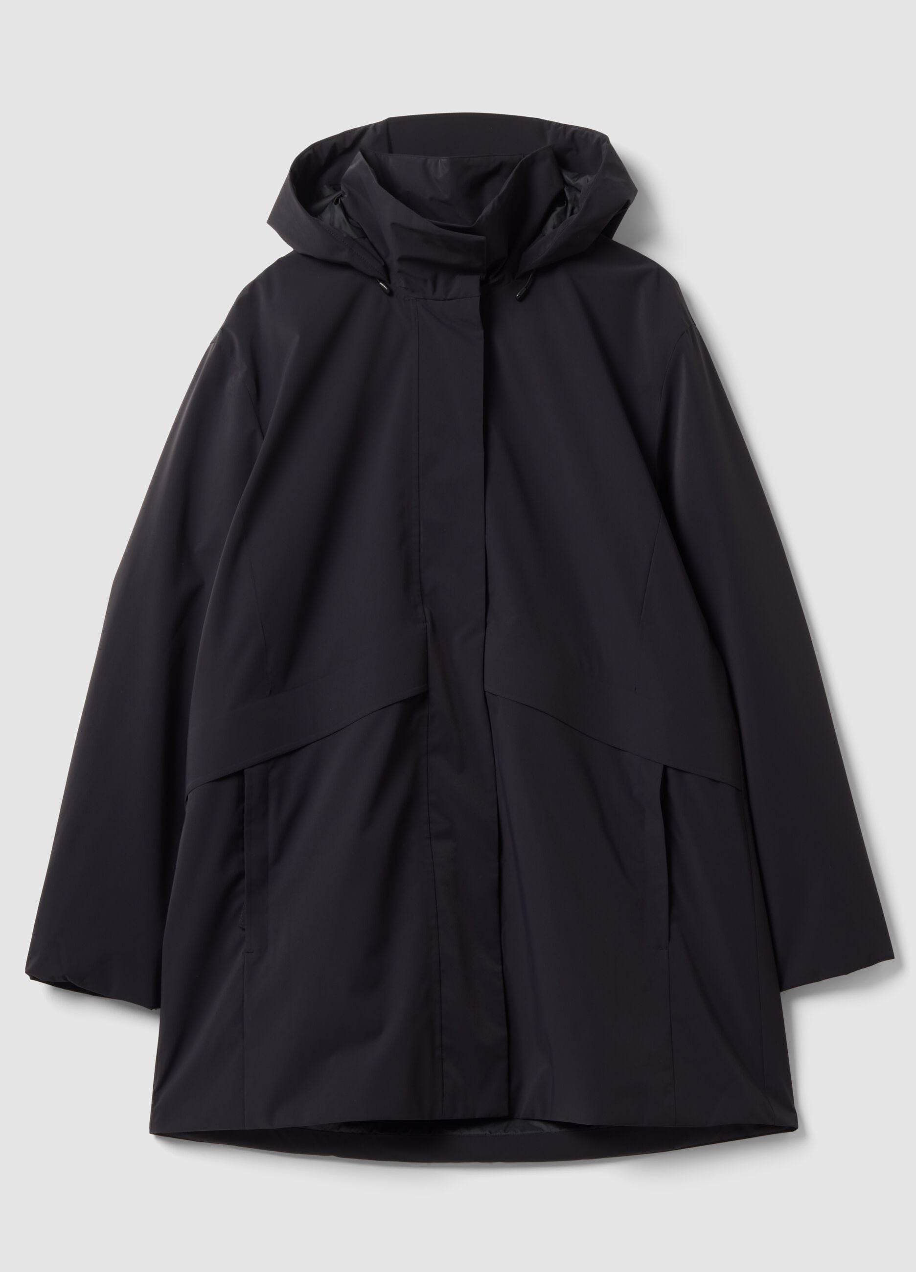 Black water-repellent hooded jacket with zip, regular fit ALTAVIA STUDIO