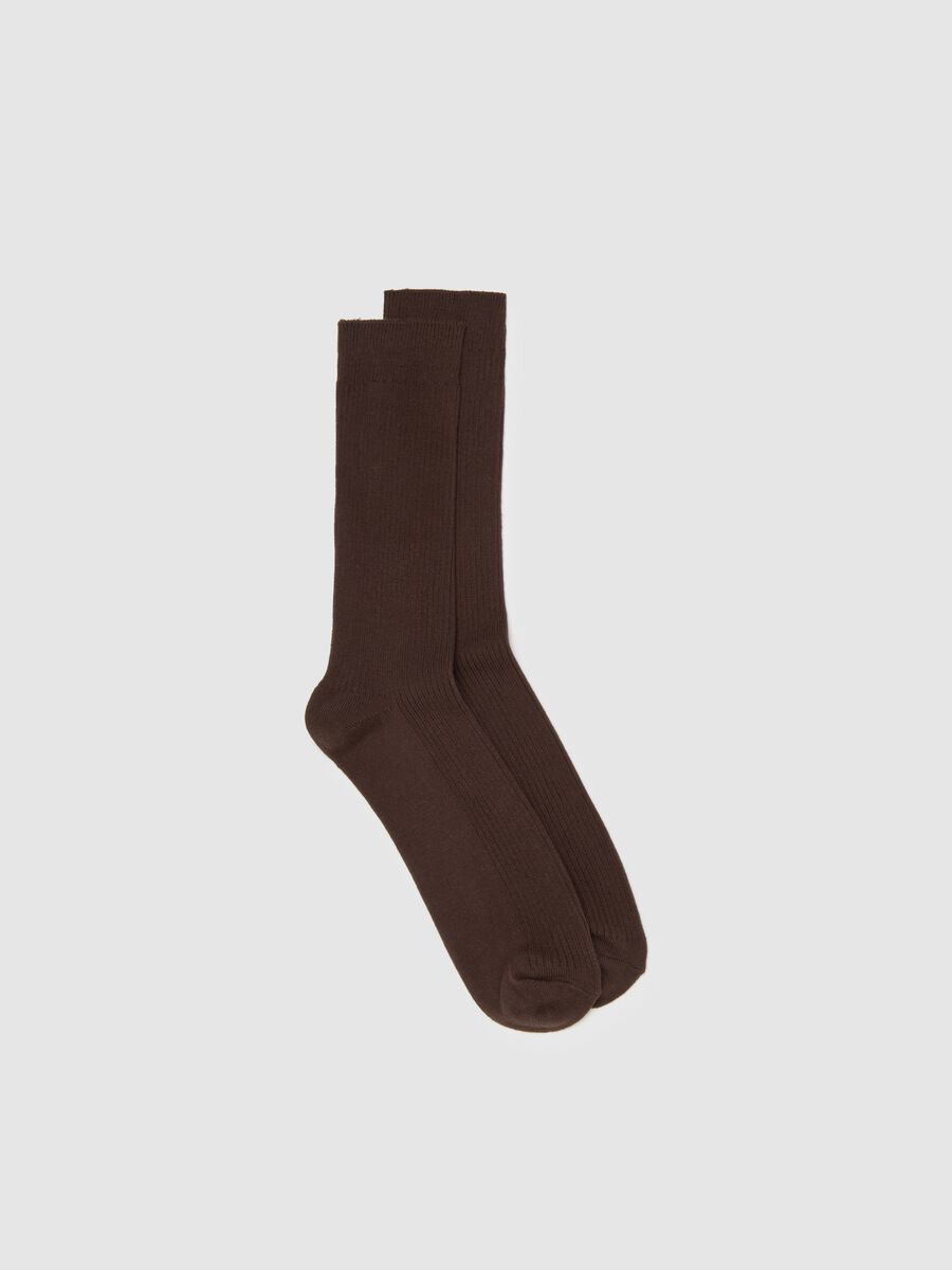 Brown midi socks in cotton blend_0