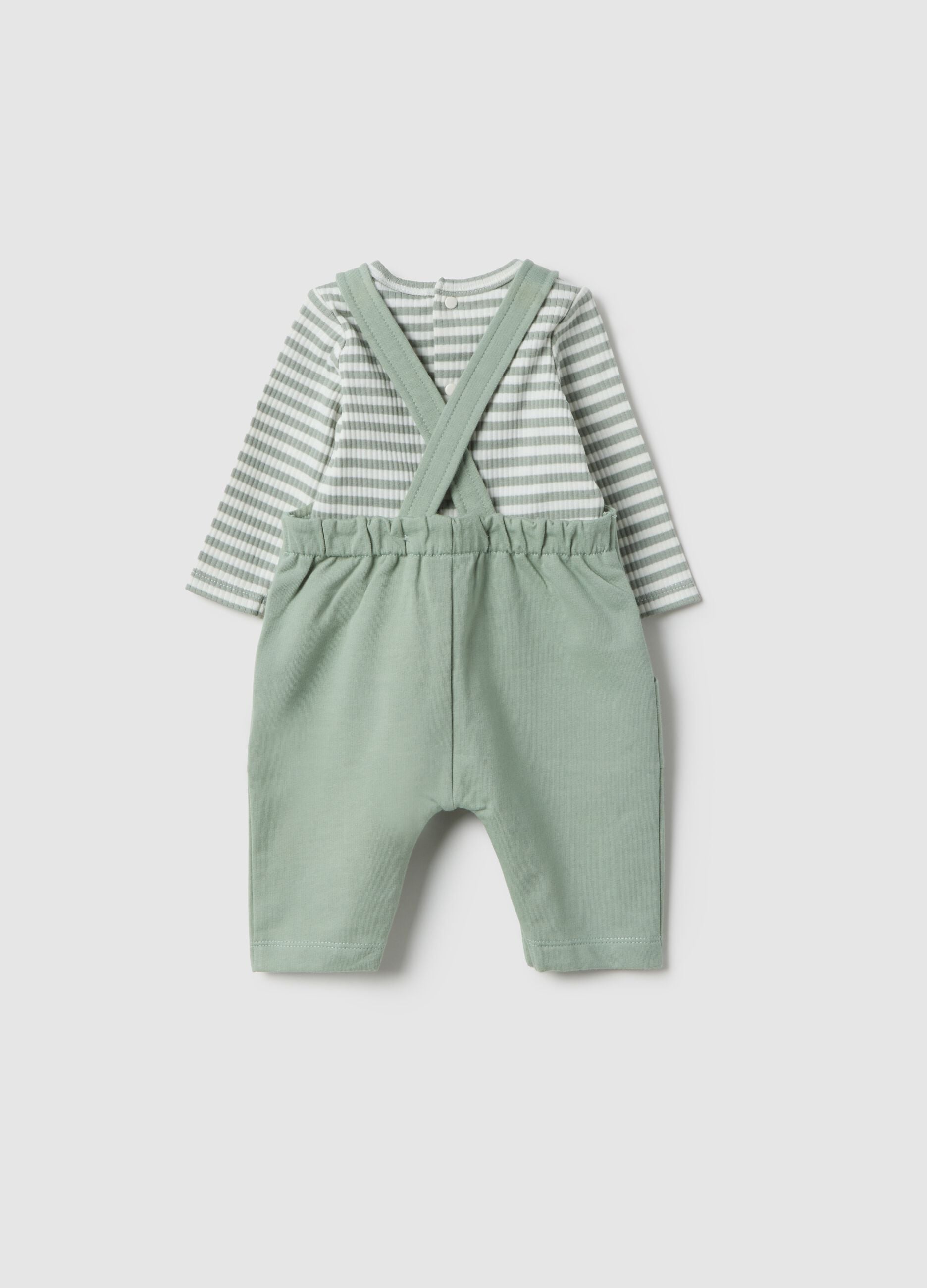 Newborn Multicolour Cotton Blend Shirt and Dungaree Set with Pockets