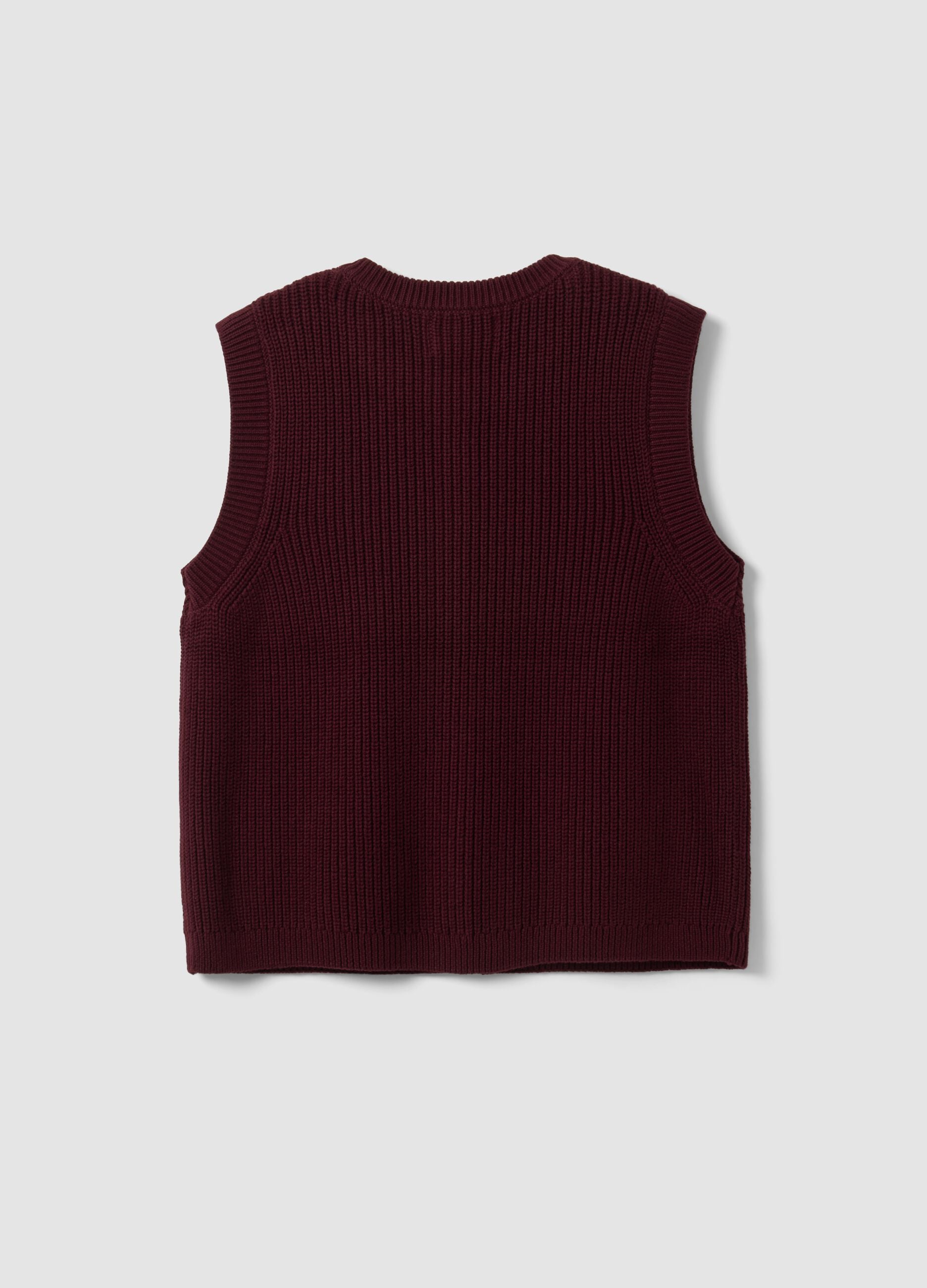 Red pure cotton regular-fit knitted gilet