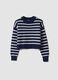 Blue striped viscose-blend crew-neck jumper_0