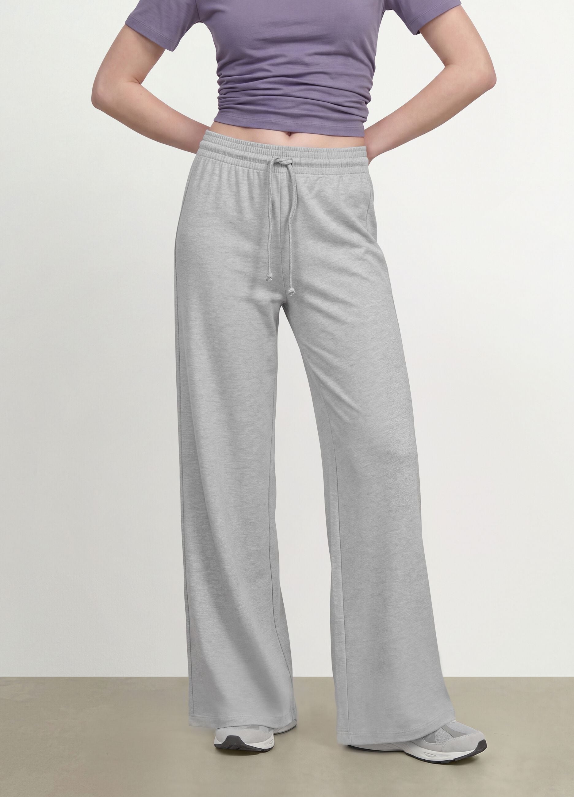 Grey baggy-fit pure cotton jogger trousers