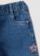 Blue wide-leg pure cotton jeans with embroidered stars for baby girl_3