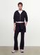 Black full-zip fitted cotton-blend hoodie_0