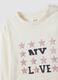 White pure organic cotton T-shirt with glitter print for girls_2