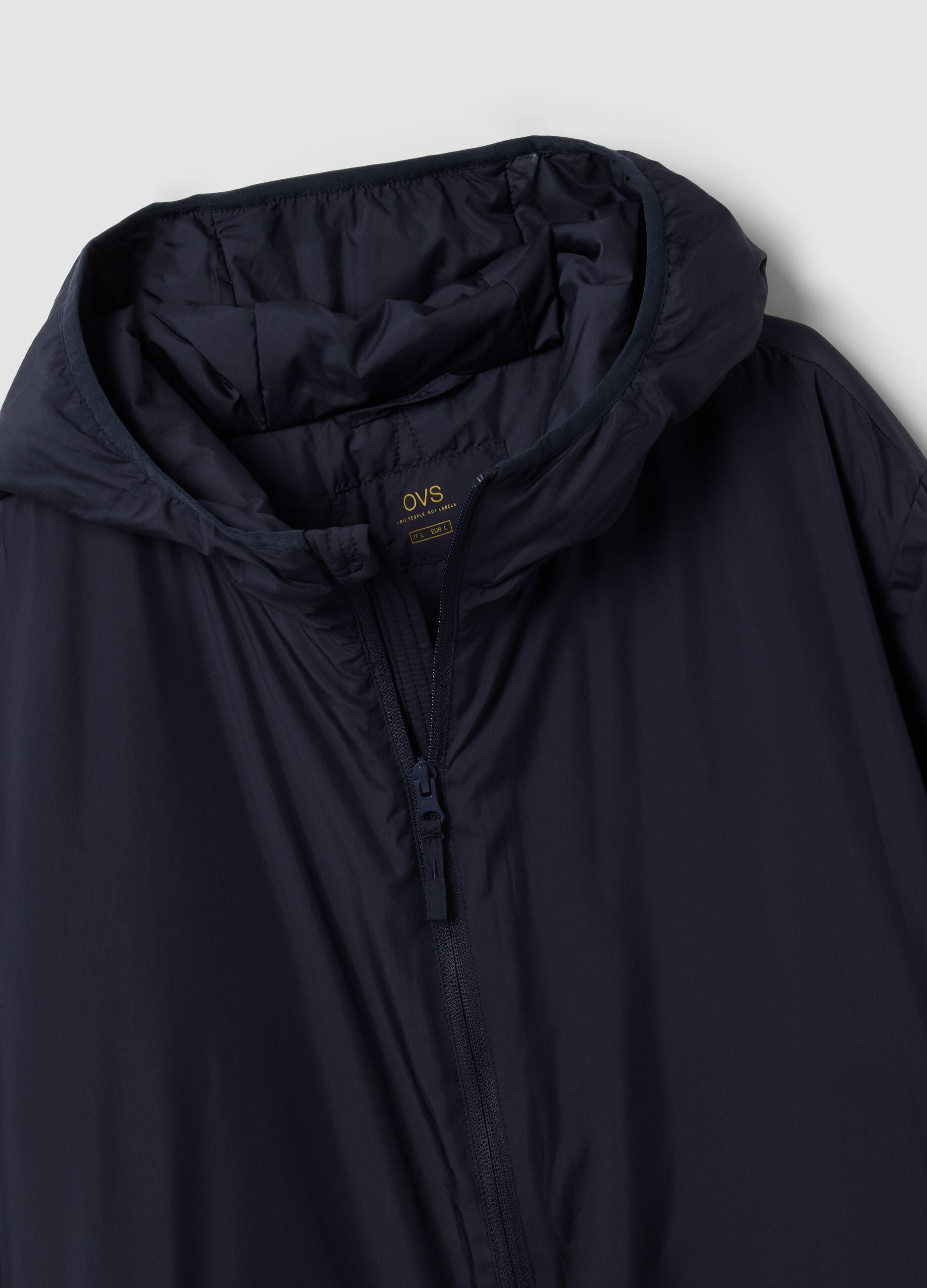 Navy blue hooded jacket with zip