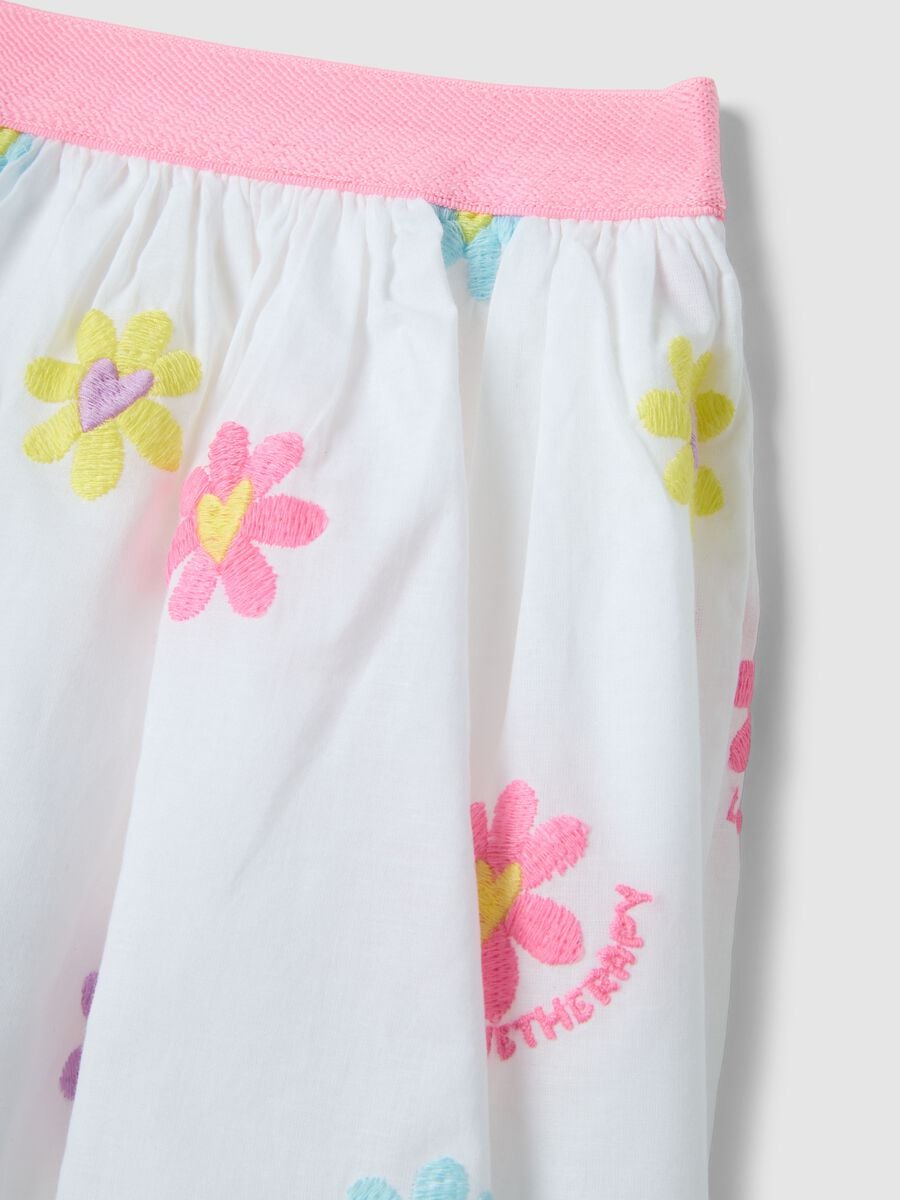 Girls' regular fit skirt with multicolour pure cotton and flowers_2
