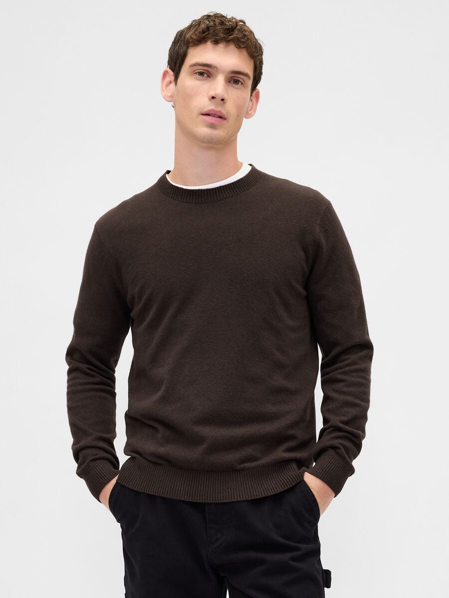 Brown Cotton Blend Jumper_0