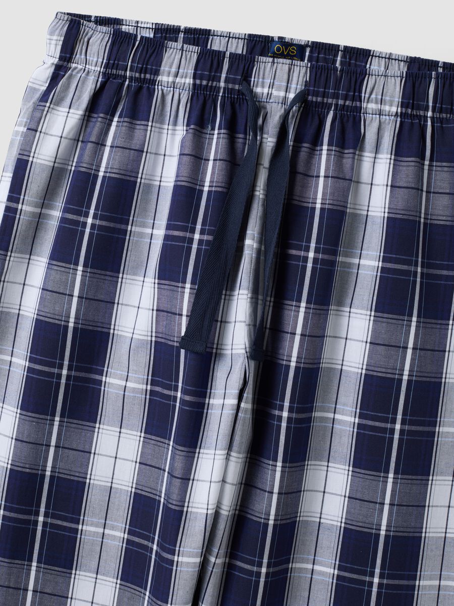Men&rsquo;s blue organic cotton checked pyjama trousers_6