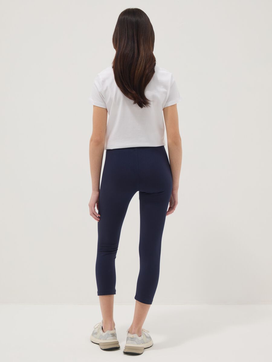Leggings skinny in misto cotone blu da ragazza_1