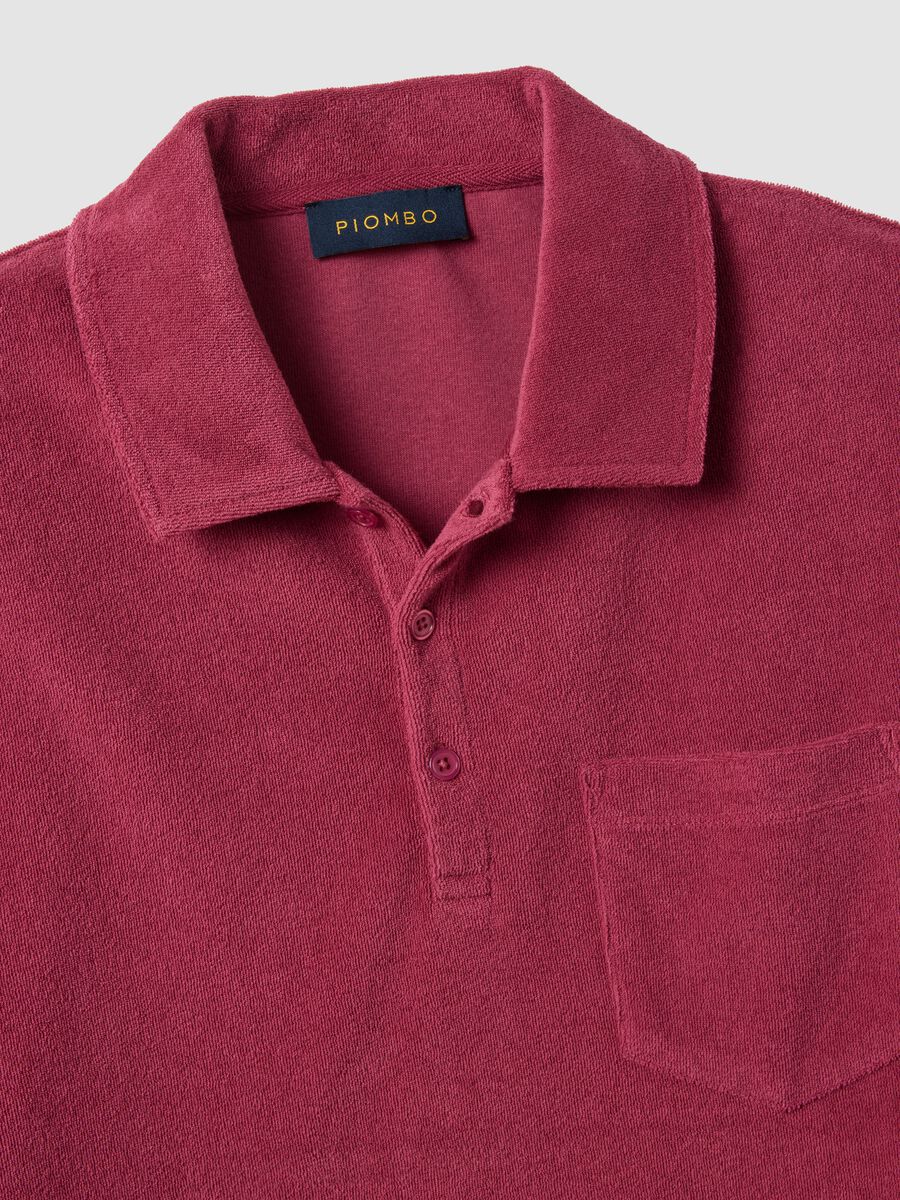 Red cotton-blend polo shirt_5