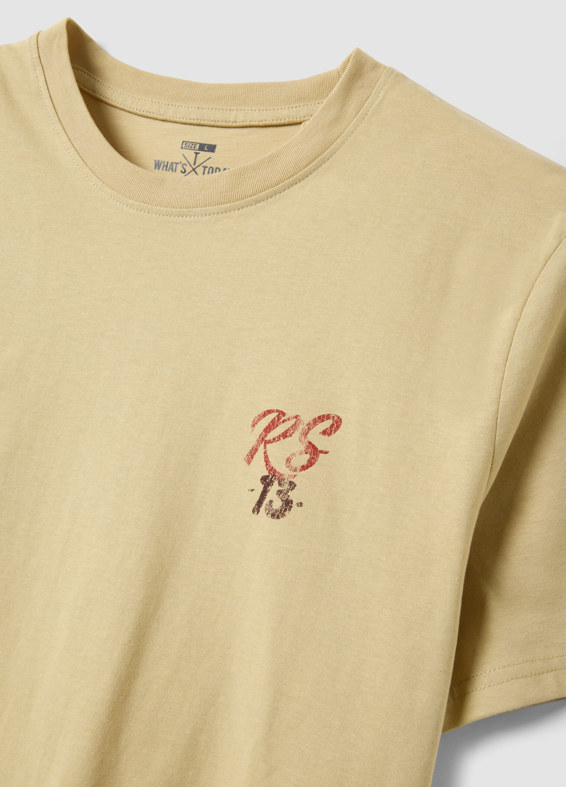 Beige pure cotton printed T-shirt