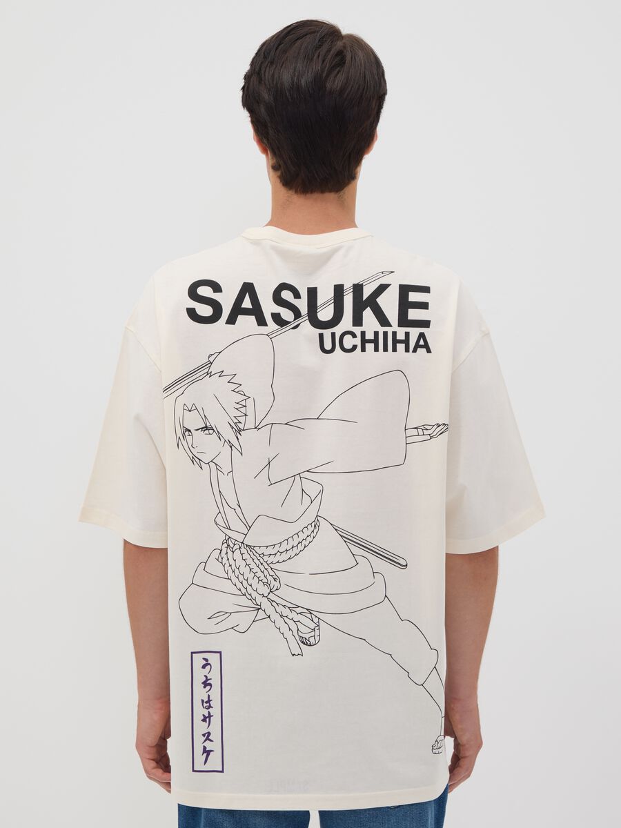White oversized pure cotton Naruto print T-shirt_3