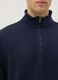 Blue regular fit cotton blend sweatshirt with half zip_3