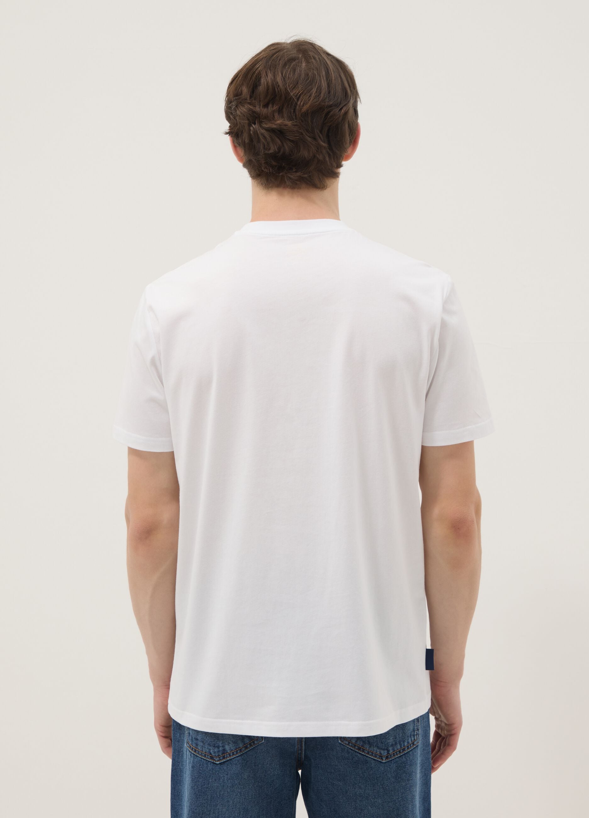 Men&rsquo;s white short-sleeve pure cotton T-shirt, regular fit