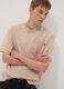 Beige pure cotton T-shirt with chest pocket, regular fit_0