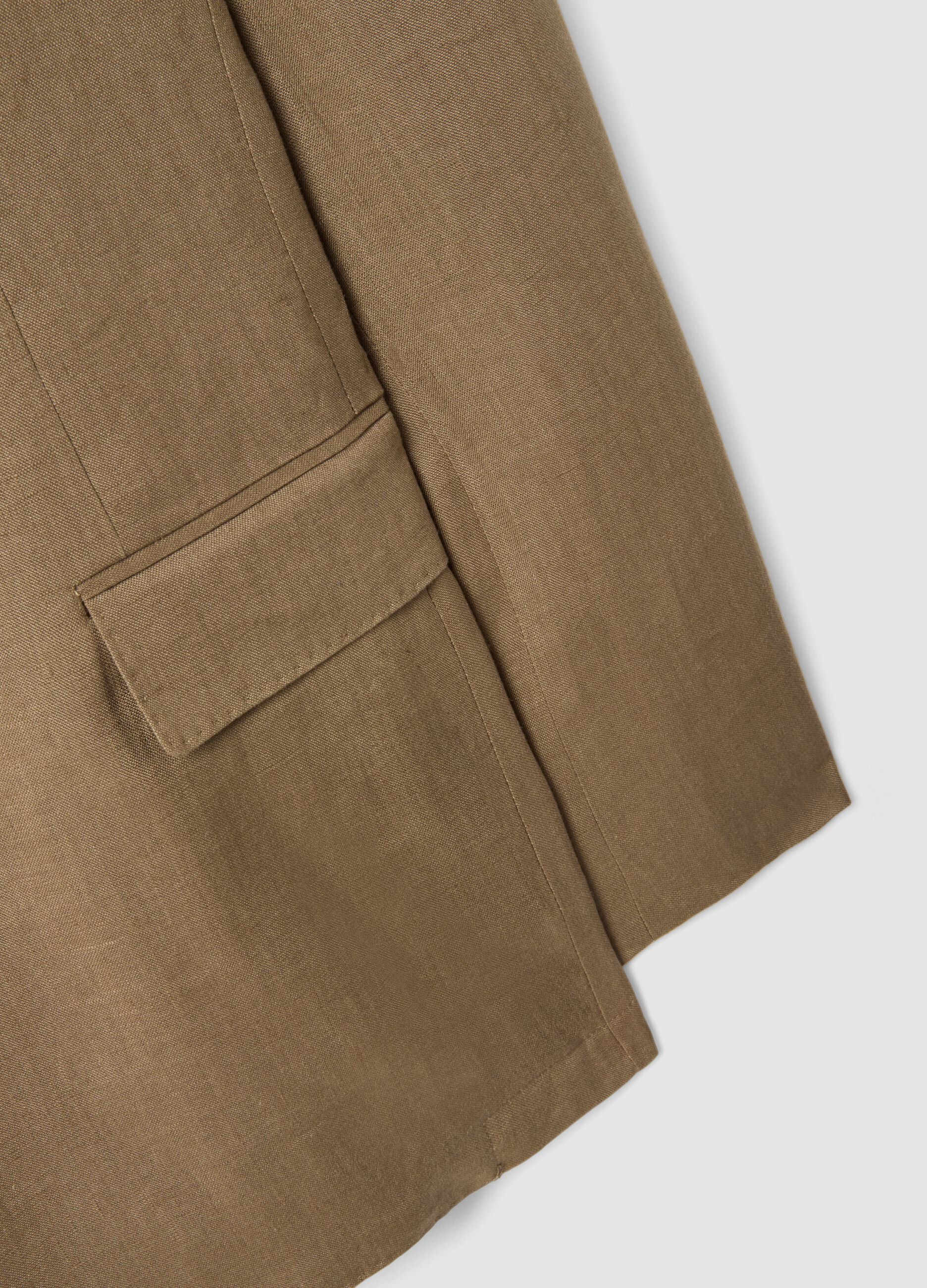 Regular Fit Brown Pure Linen Blazer