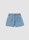 Girl's regular fit light blue denim cotton shorts with embroidery_1