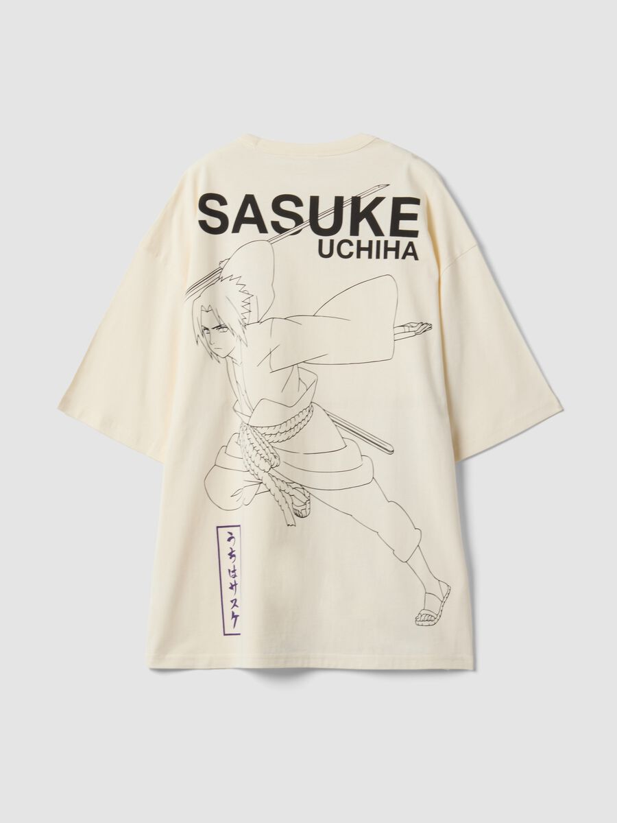 White oversized pure cotton Naruto print T-shirt_5