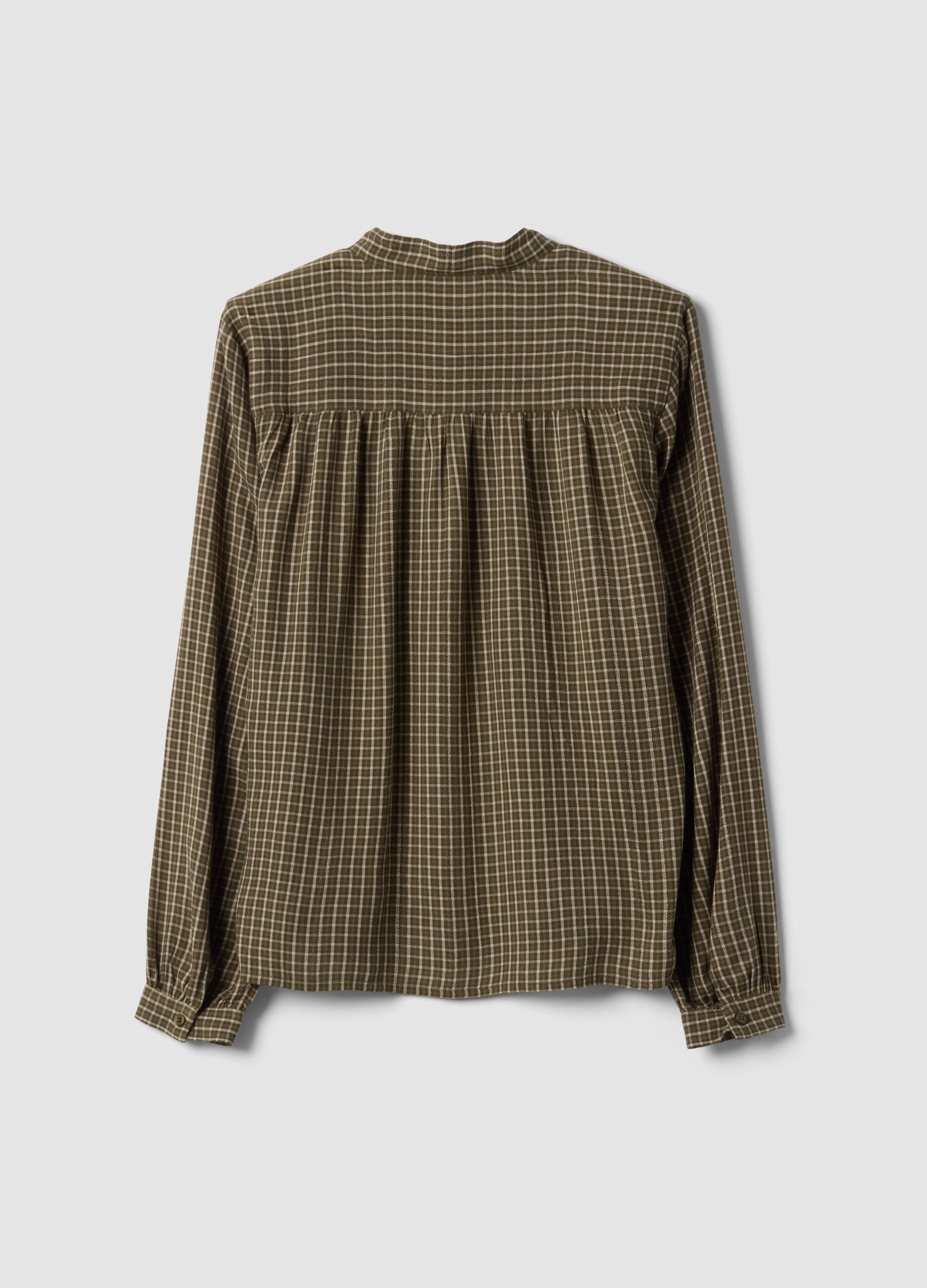 Brown pure viscose checked blouse