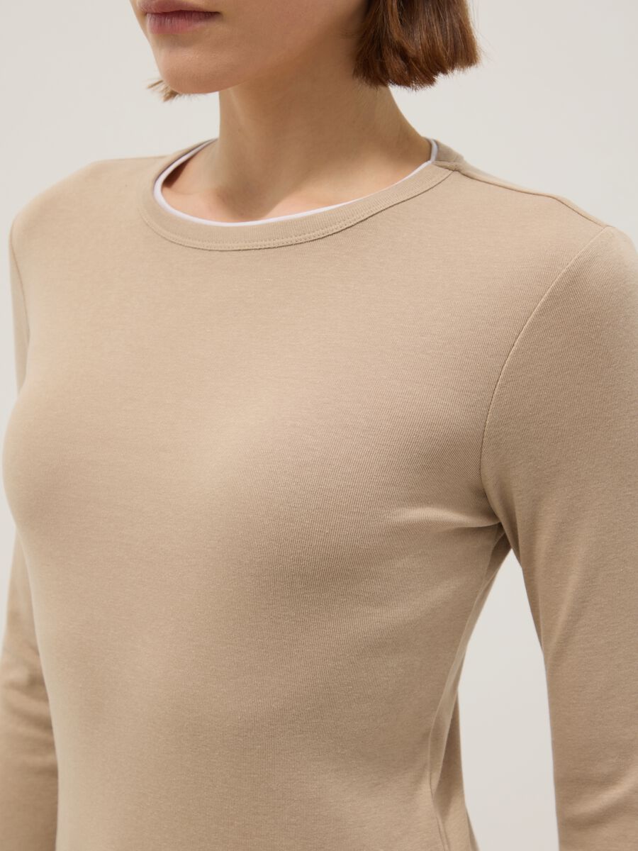 Beige pure cotton long sleeve shirt regular fit_3