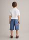 Blue denim cargo shorts in pure cotton for boys, baggy fit_1