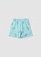 Girls' sky blue pure cotton shorts - regular fit with rainbows_1