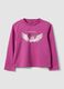 Purple pure organic cotton T-shirt with heart and wings print for girls_0