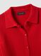 Regular Fit Red Cotton Cardigan with Polo Collar_6
