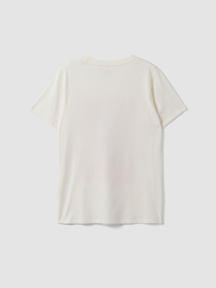 White pure cotton crew-neck T-shirt with floral print, regular fit_6
