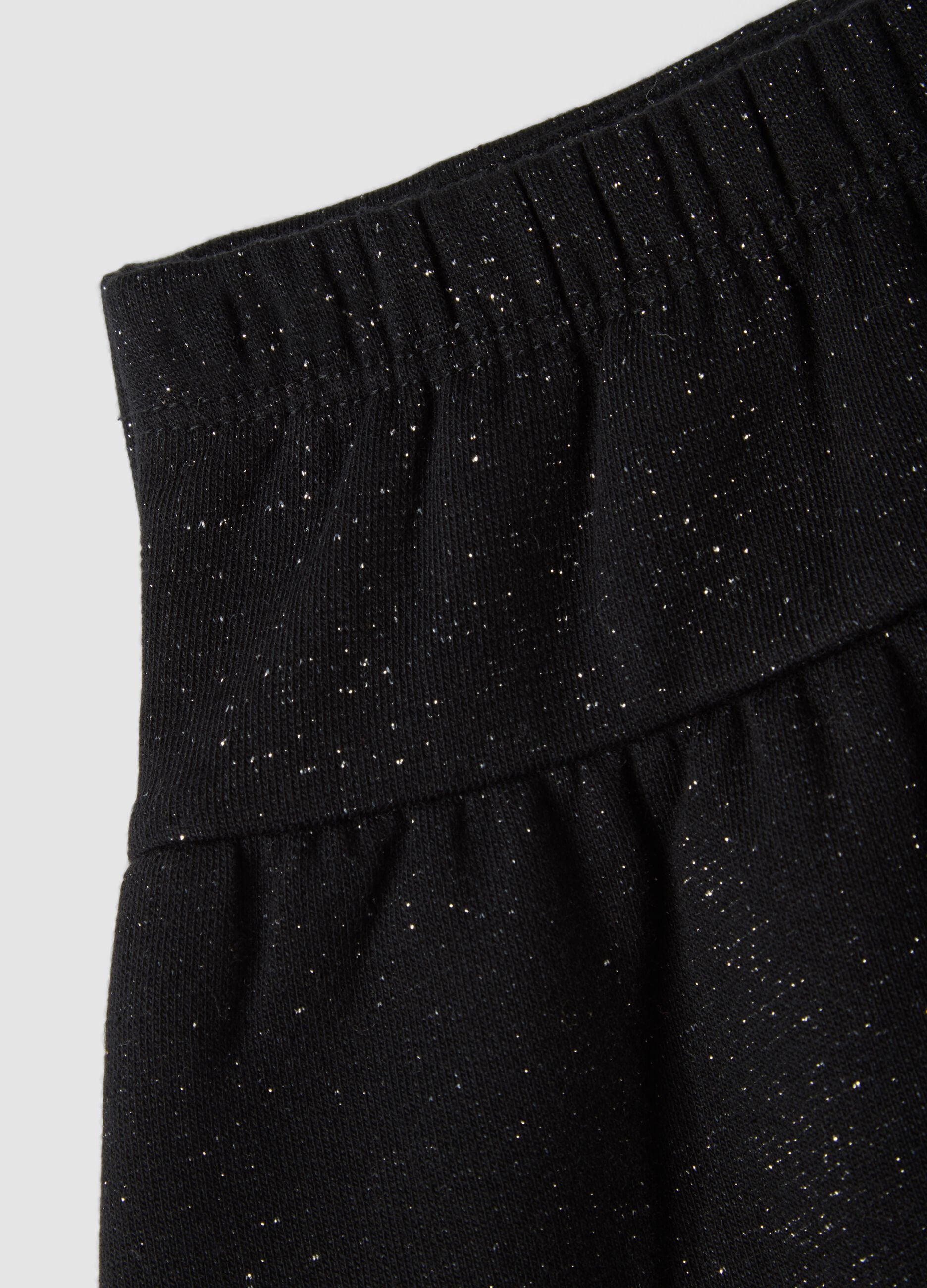 Black cotton-blend skirt with glitter and bow for baby girl