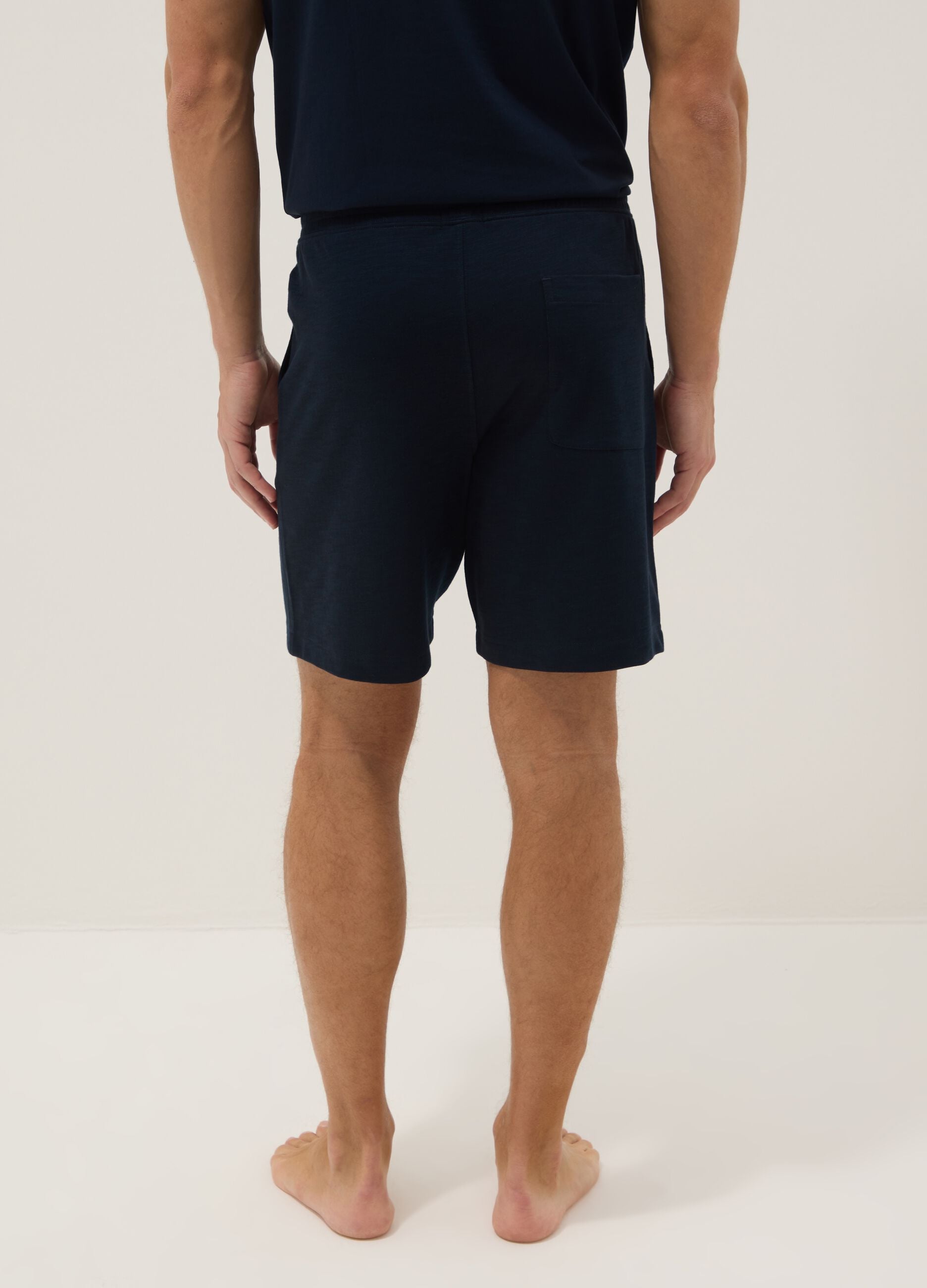 Blue cotton-blend pyjama shorts, regular fit