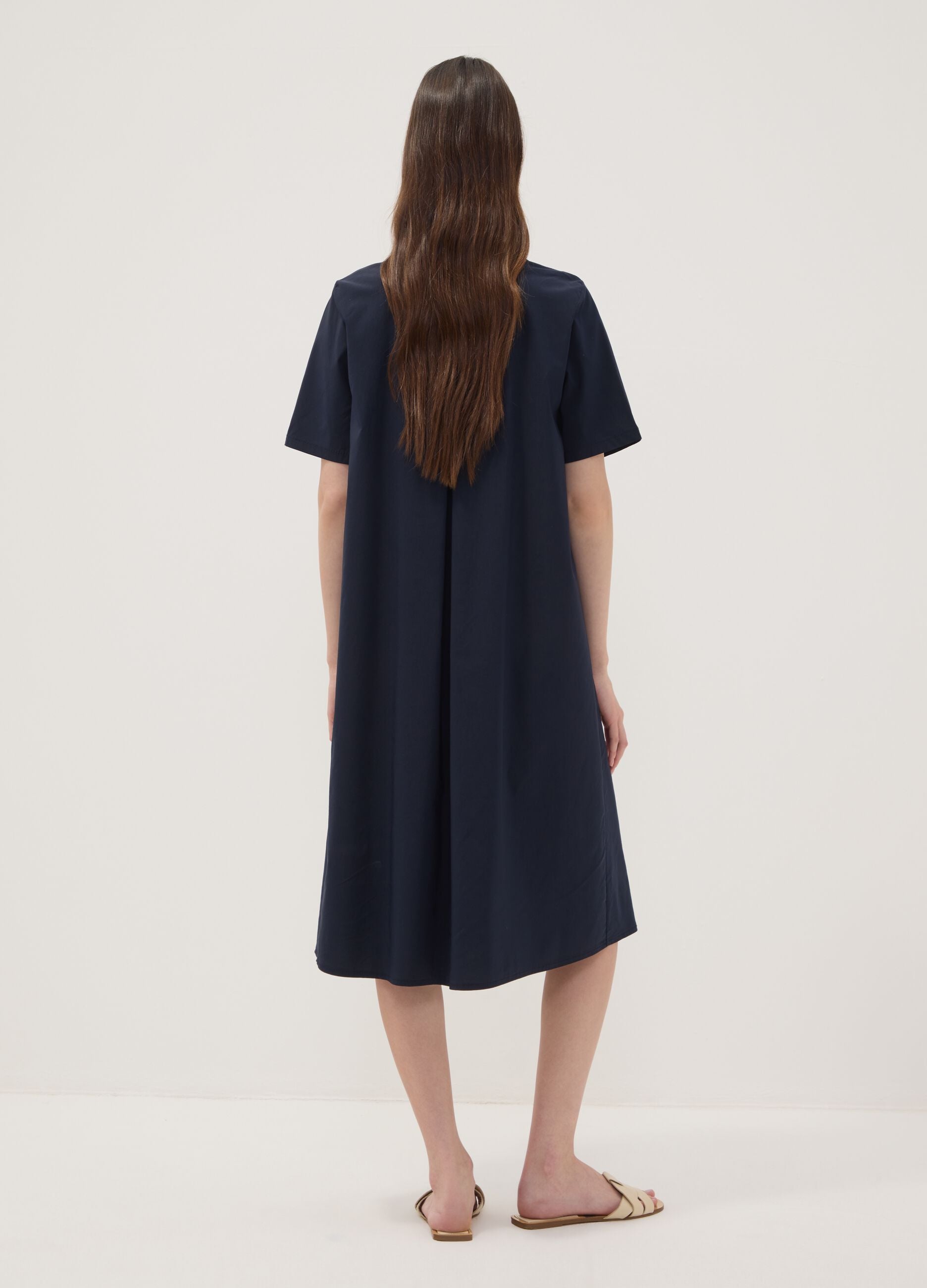 Blue midi dress in stretch viscose, regular fit
