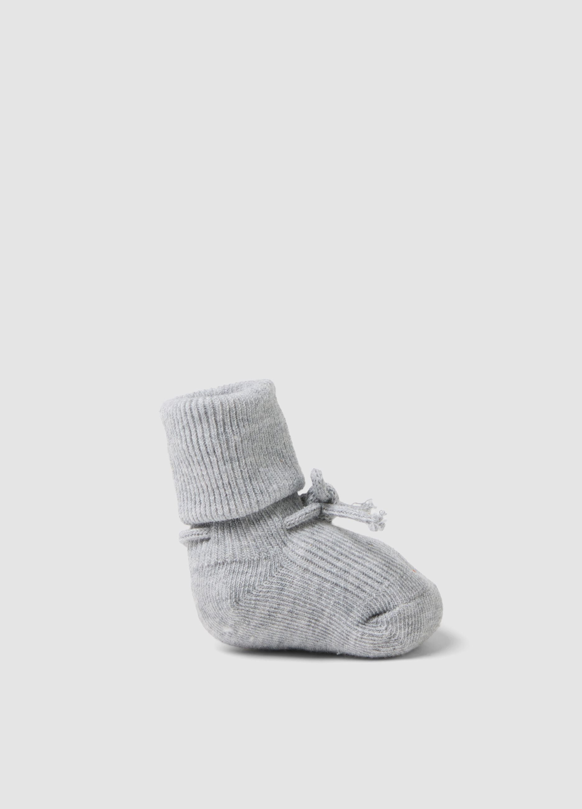 Grey organic cotton ribbed booties