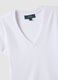 White regular fit deep V stretch cotton T-shirt_5