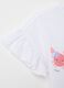 White T-shirt in cotton with print and flounce_2