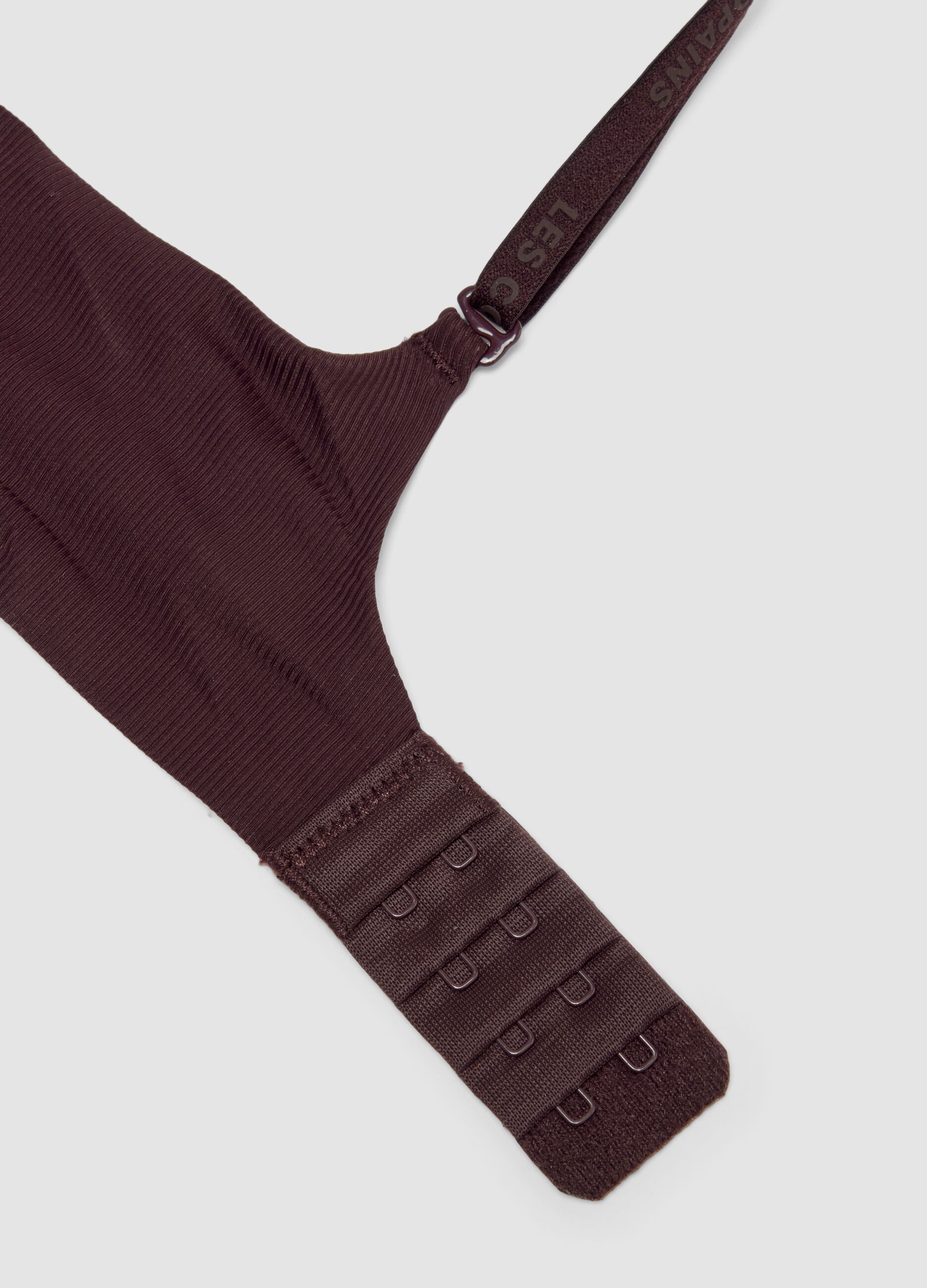 Brown padded stretch-microfibre bra