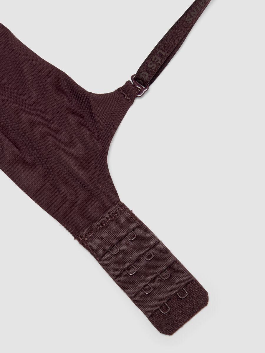 Brown padded stretch-microfibre bra_1
