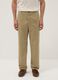 Beige pure cotton carrot-fit chino trousers_1