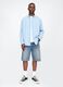 Denim Bermuda Shorts with Washed Effect_0