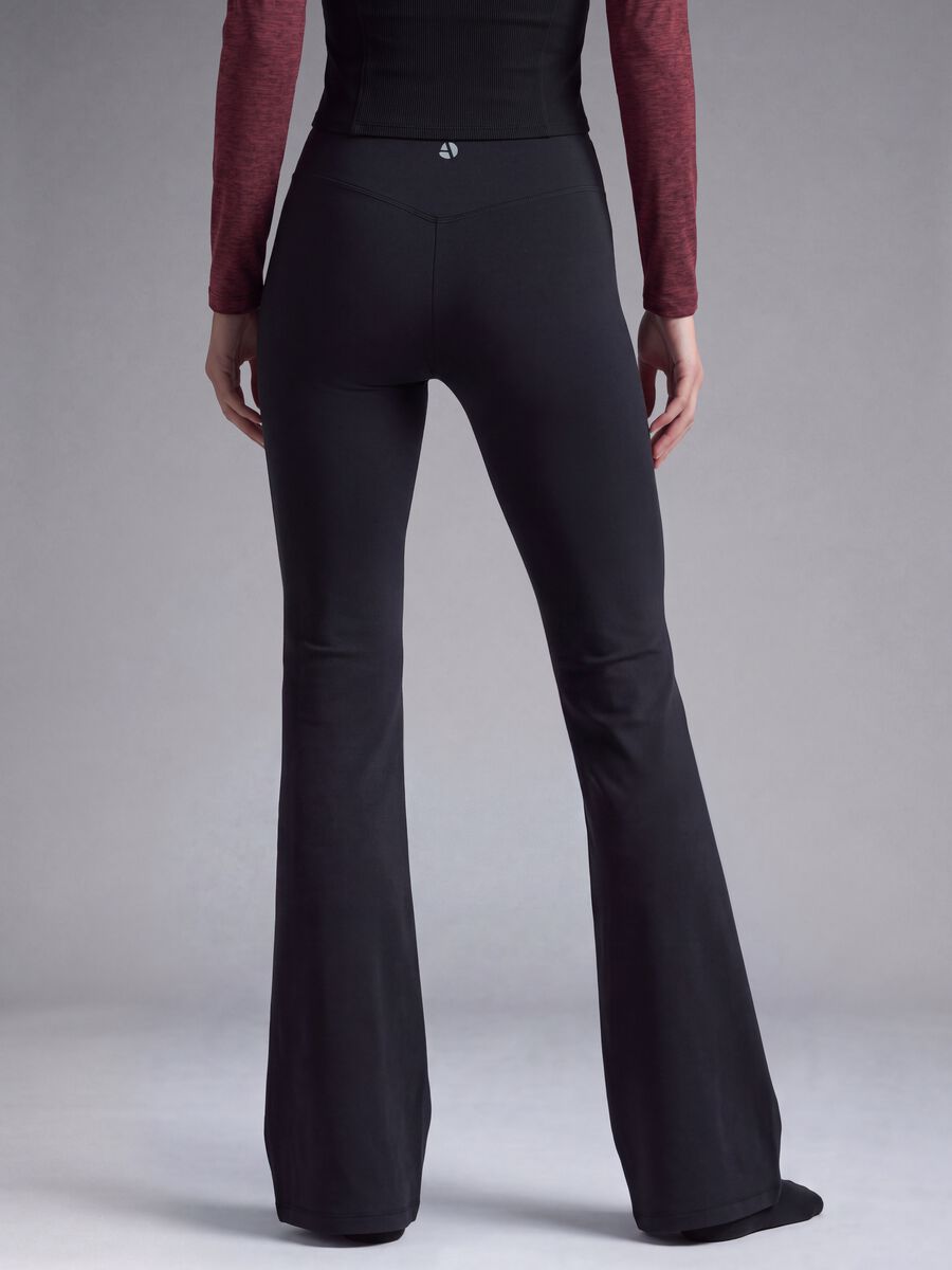 Black flared leggings in breathable stretch fabric ALTAVIA STUDIO_3