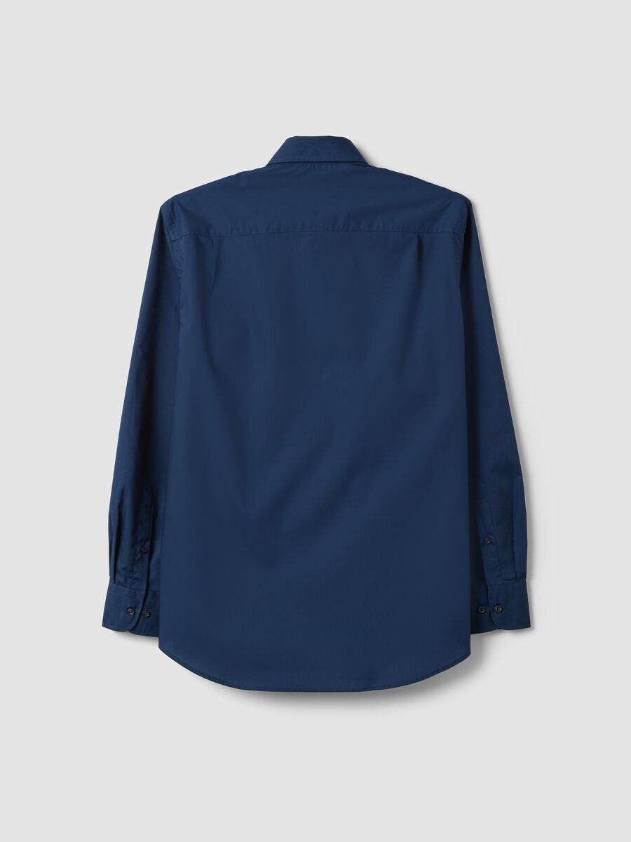 Blue regular-fit easy-iron shirt with button-down collar_5