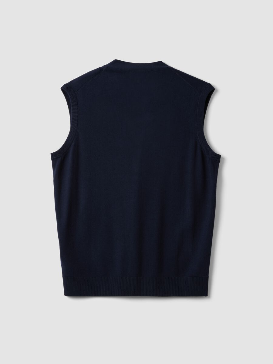 Blue viscose-blend waistcoat with deep V-neck, regular fit_1