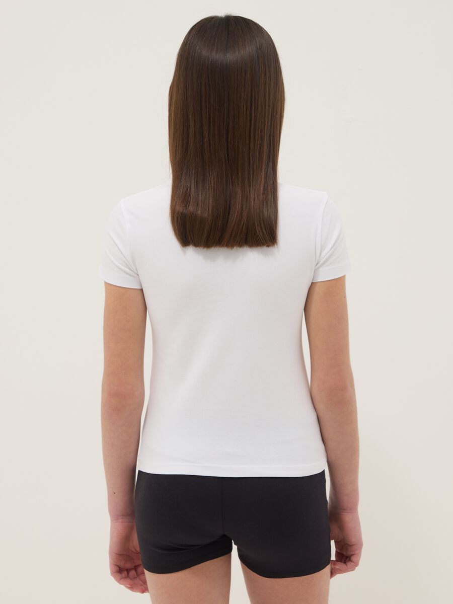 Girls&rsquo; white stretch cotton regular-fit T-shirt_1
