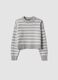 Grey striped viscose-blend crew-neck jumper_0