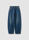 Dark blue pure cotton denim barrel-fit jeans_4