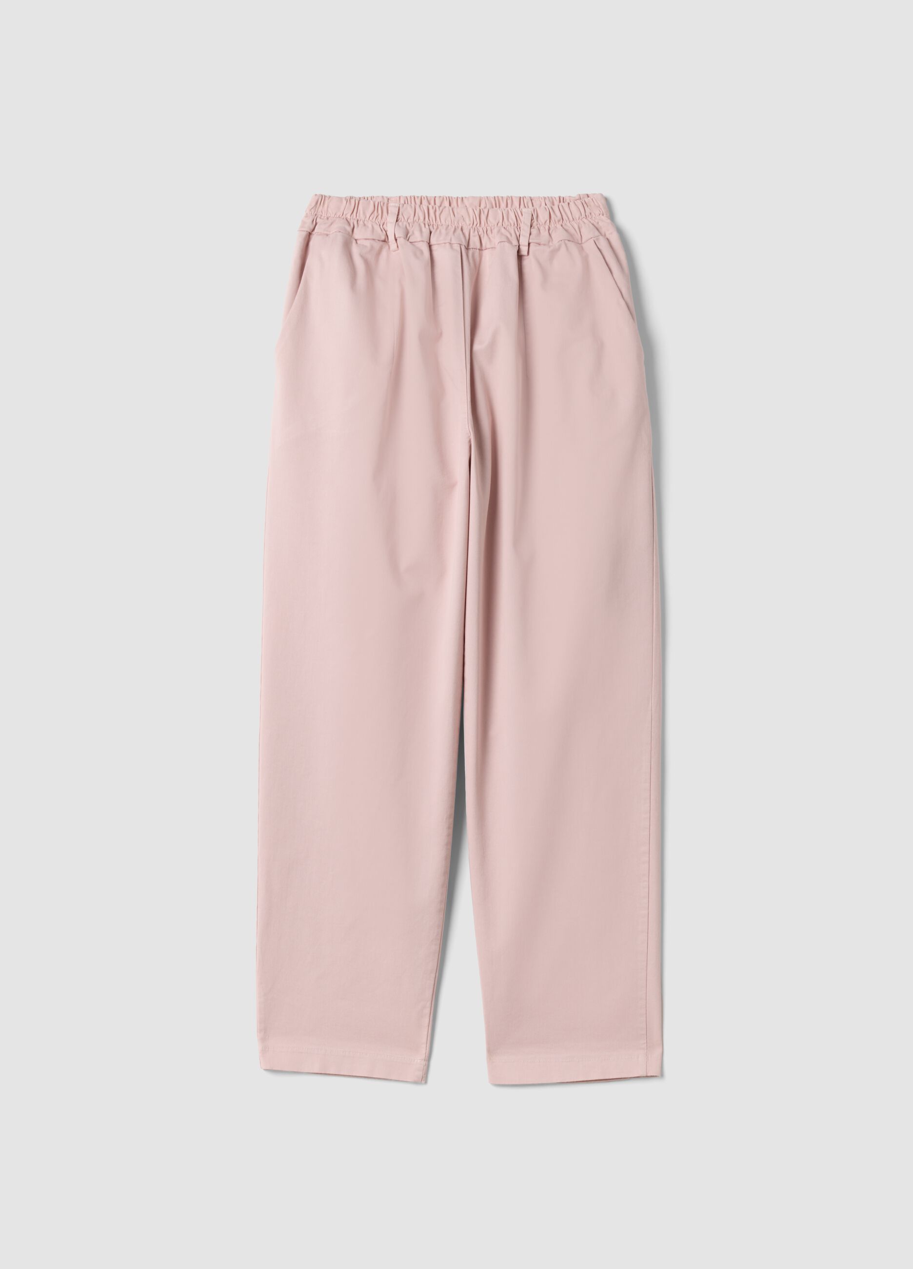 Pink regular-fit stretch cotton trousers