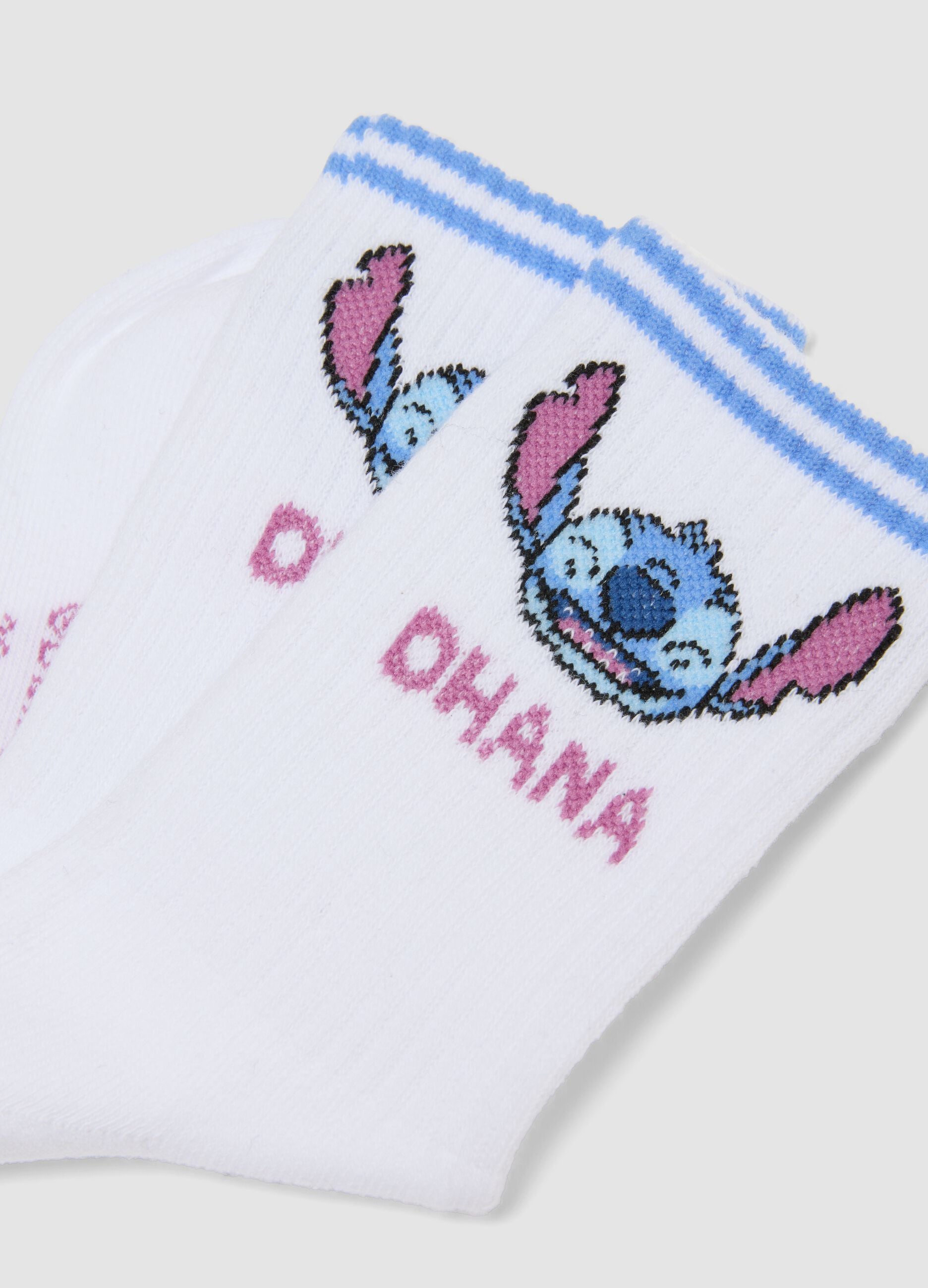 2-pack of multicolour midi socks in organic stretch cotton with Lilo & Stitch print