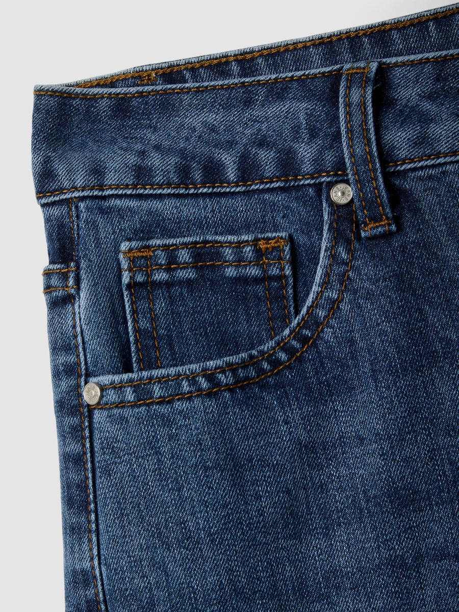 Pantaloni in misto cotone denim elasticizzato blu regular fit_5