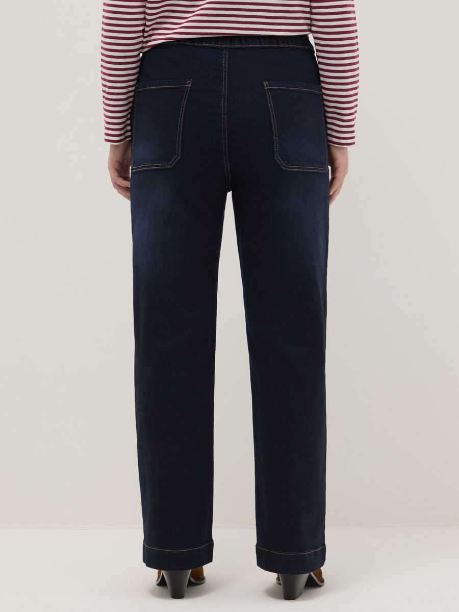 Jeans wide leg in cotone elasticizzato blu_2